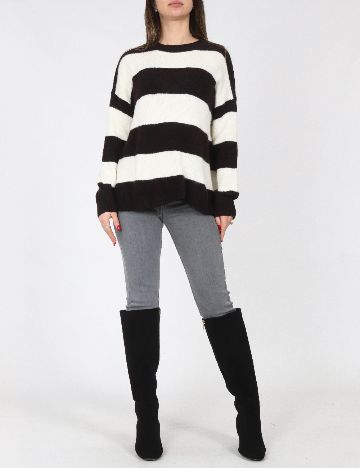 Pulover Bershka, alb/negru
