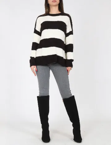 Pulover Bershka, alb/negru