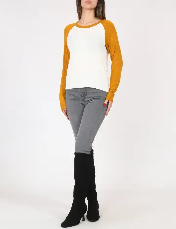 Bluza Pull&Bear, alb/galben