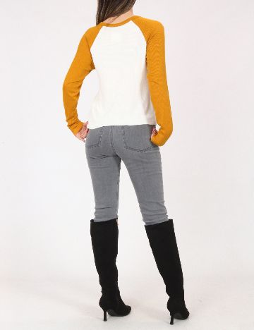 Bluza Pull&Bear, alb/galben