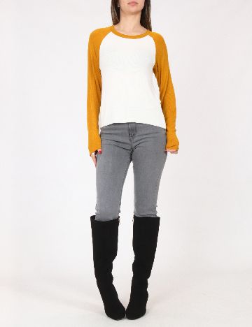 Bluza Pull&Bear, alb/galben