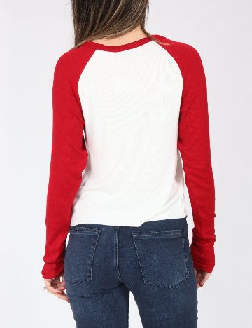 Bluza Pull&Bear, alb/rosu