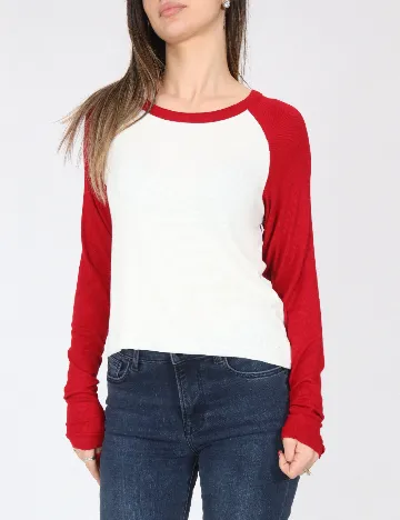 Bluza Pull&Bear, alb/rosu