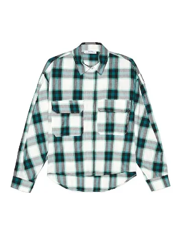 Camasa Bershka, verde/alb