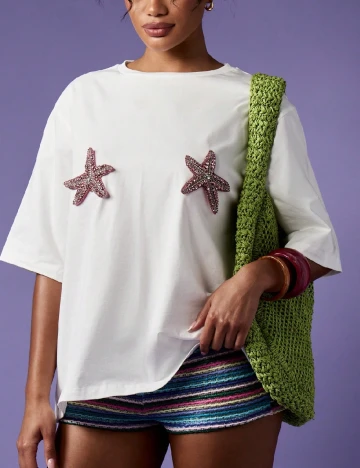 Tricou Oversize Missguided, alb