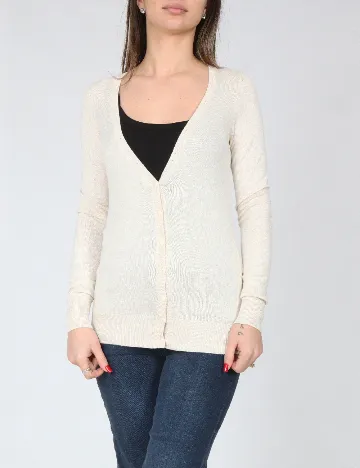 Cardigan Bershka, ecru/negru