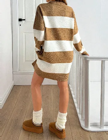 Rochie scurta SHEIN, maro/alb