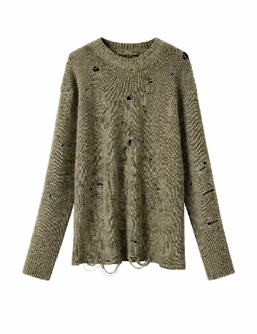 Pulover Oversize Bershka, verde