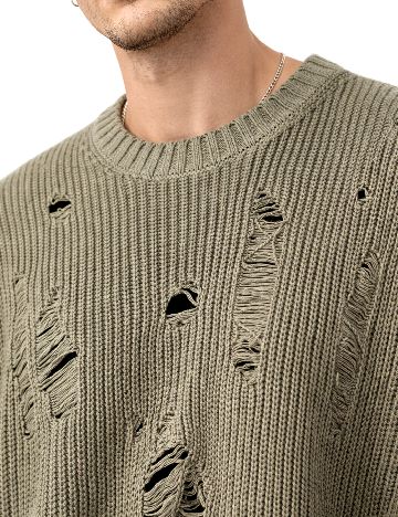 Pulover Oversize Bershka, verde