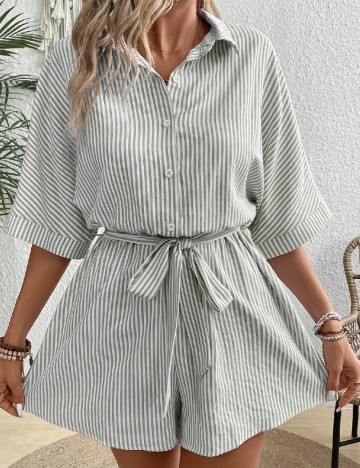 Salopeta SHEIN, alb/gri