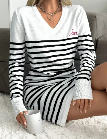 Rochie scurta SHEIN, alb/negru