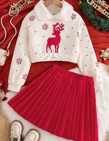 Compleu Shein Kids, alb/rosu