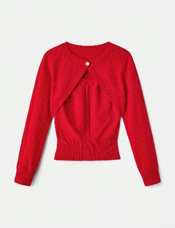 Set Cardigan si Top SHEIN, rosu