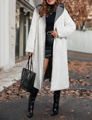 Palton reversibil SHEIN CURVE, alb/gri
