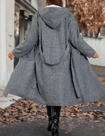 Palton reversibil SHEIN CURVE, alb/gri