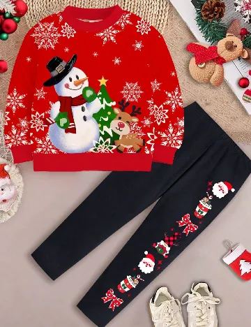 Compleu Shein Kids, rosu/negru