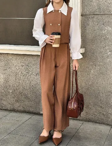 Compleu Shein Kids, maro/alb