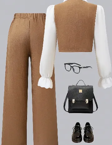 Compleu Shein Kids, maro/alb