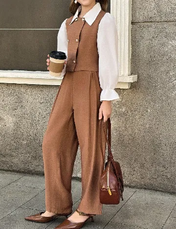 Compleu Shein Kids, maro/alb