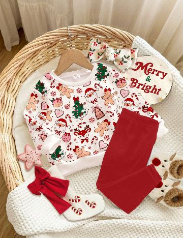 Compleu Shein Kids, alb/rosu