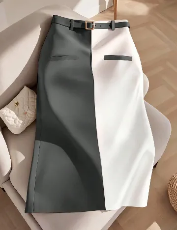 Fusta SHEIN CURVE, alb/gri