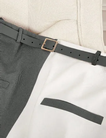 Fusta SHEIN CURVE, alb/gri