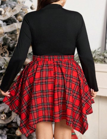 Rochie scurta SHEIN CURVE, negru/rosu