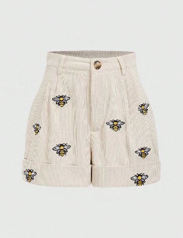 Pantaloni scurti Romwe Plus Size, crem