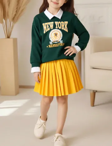 Compleu Shein Kids, verde/galben