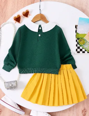 Compleu Shein Kids, verde/galben