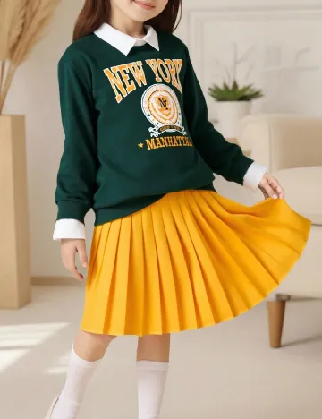 Compleu Shein Kids, verde/galben