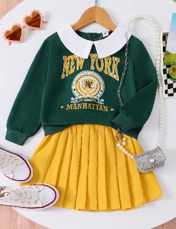 Compleu Shein Kids, verde/galben