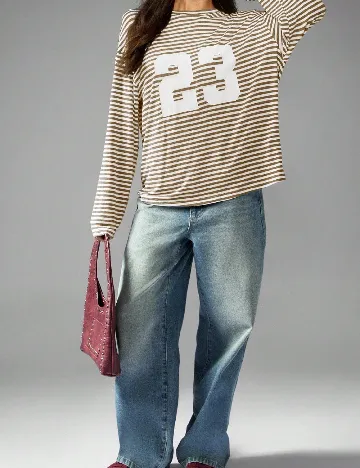 Bluza Oversize Missguided, maro/alb