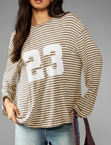 Bluza Oversize Missguided, maro/alb