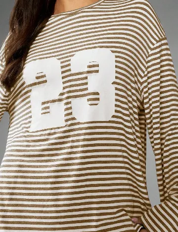 Bluza Oversize Missguided, maro/alb