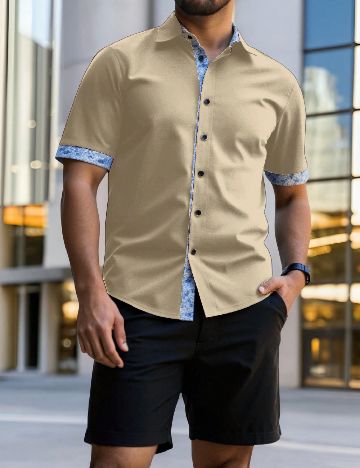 Camasa SHEIN Plus Size Men, bej