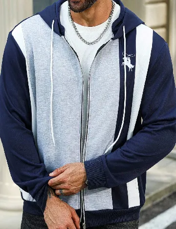 Hanorac SHEIN Plus Size Men, albastru/gri