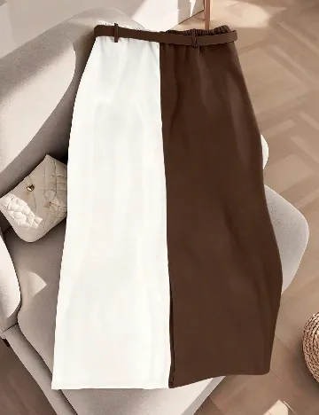 Fusta SHEIN CURVE, maro/alb