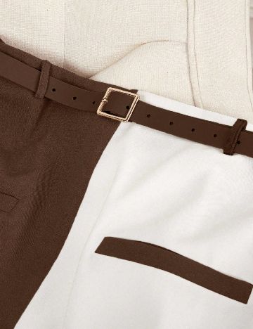 Fusta SHEIN CURVE, maro/alb