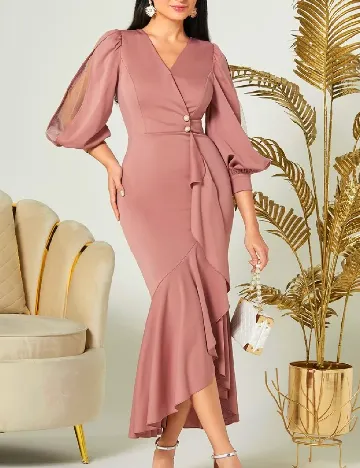 Rochie lunga SHEIN, roz pudra