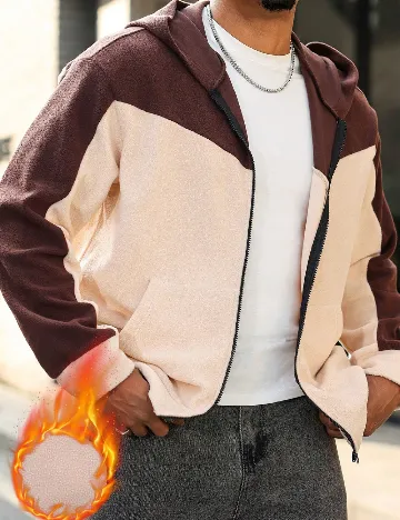 Hanorac SHEIN Plus Size Men, maro/crem