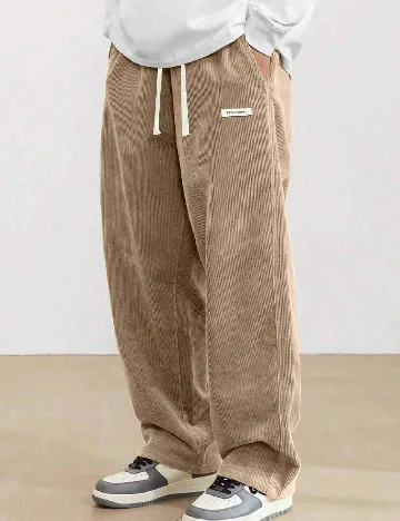 Pantaloni SHEIN Plus Size Men, maro deschis