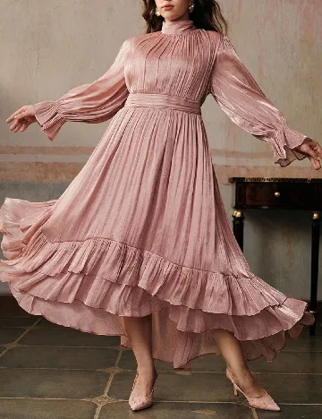 Rochie lunga Anewsta Curve, roz