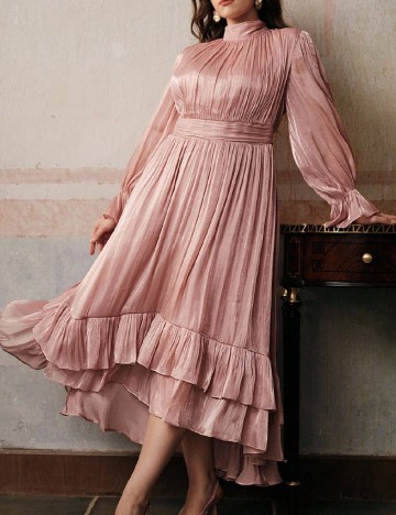 Rochie lunga Anewsta Curve, roz