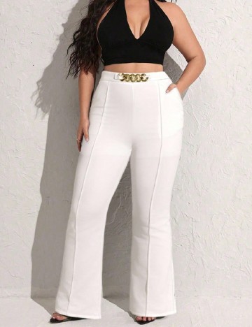 Pantaloni SHEIN CURVE, alb