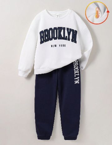 Compleu Shein Kids, alb/bleumarin