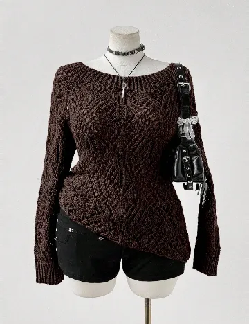 Pulover SHEIN CURVE, maro