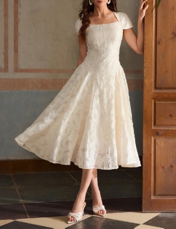 Rochie medie Zeylah, ecru