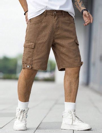 Pantaloni scurti SHEIN Plus Size Men, maro