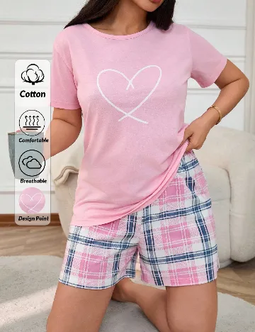 Pijama SHEIN CURVE, roz